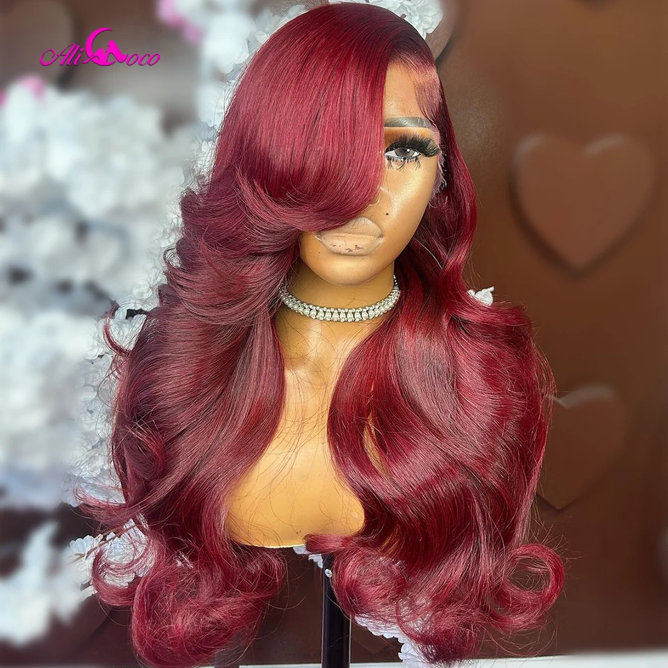 

200 Density Red Wig Body Wave 13x4 13x6 Lace Front Wigs Human Remy Hair For Women Transparent 5x5 Lace 200 Density Wigs