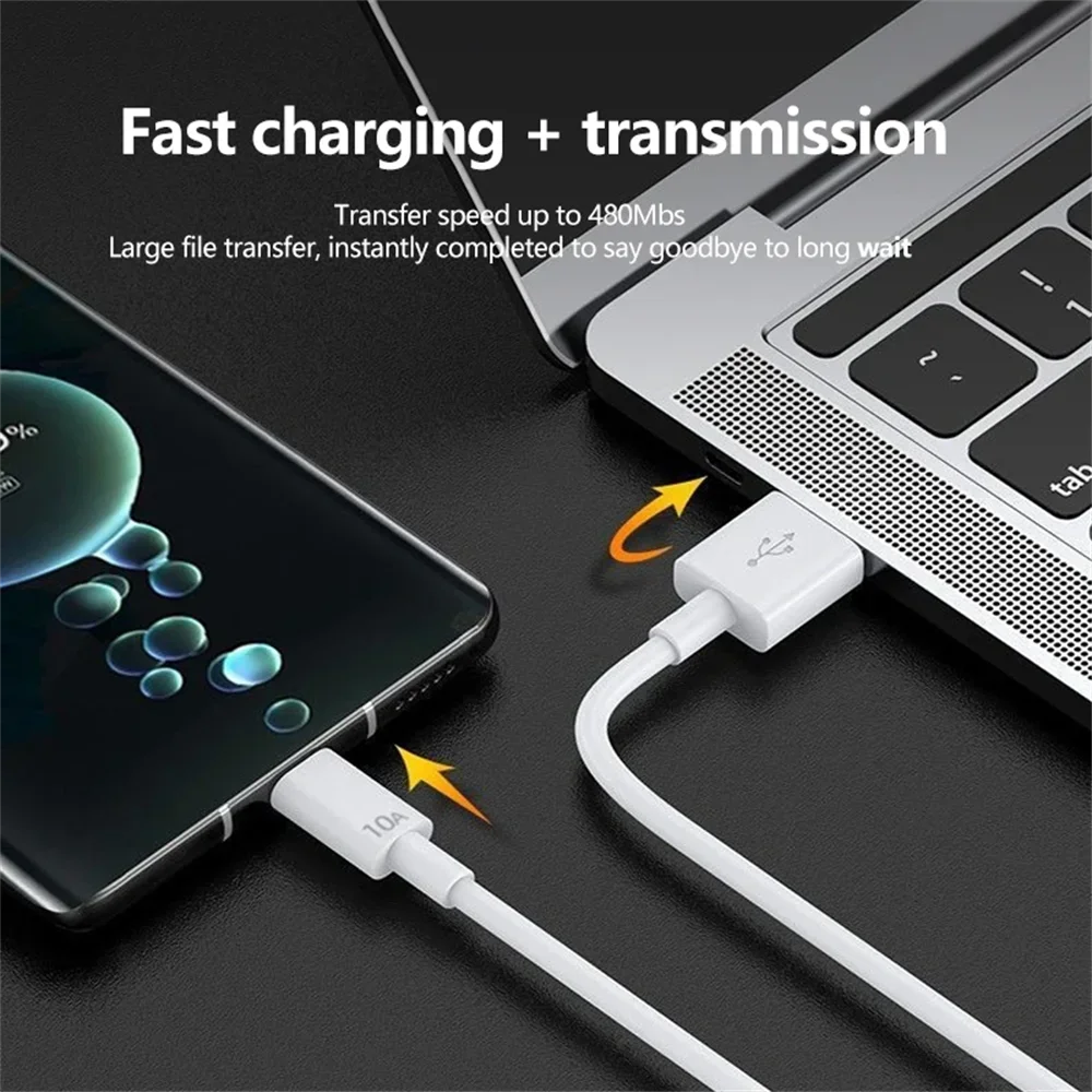 1/3Pc 120W 10A USB to Type C Fast Charging Cable USB C Quick Charge Wire High Speed Transfer Data Cord for Huawei Samsung Xiaomi image 2