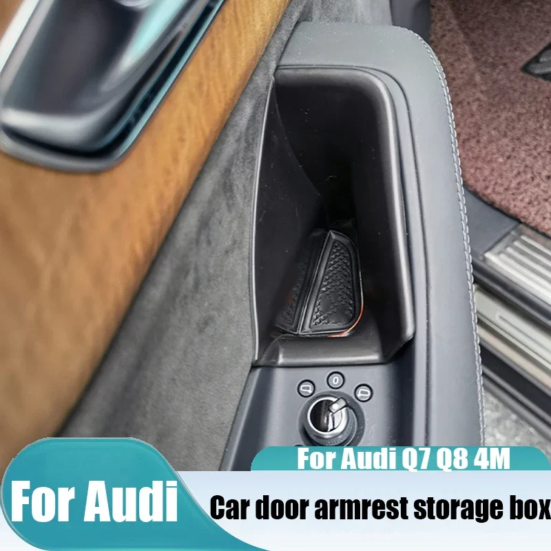 For Audi Q7 Q8 4M Front Door Armrest Storage Box ABS Car Interior Storage Organizer Wear Resistant Modification Accessories
