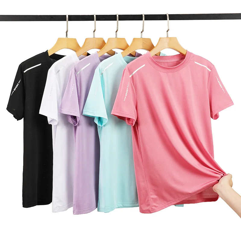 Women Quick-Drying Running T-Shirt Ice Silk Reflective High Elastic Breathable Running Sports T-Shirt Summer Cool Short Sleeves view 4