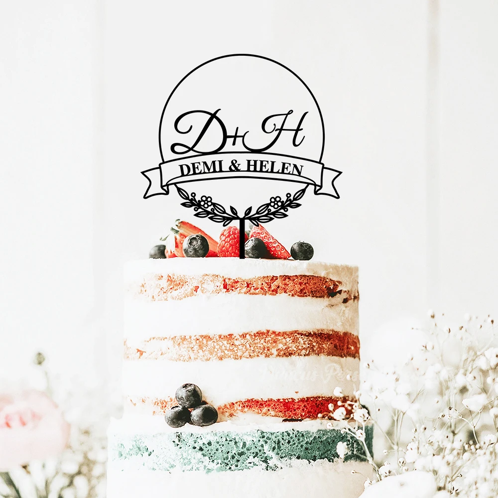 

Personalized Cake Topper with Initials, Wooden Custom, Wedding, Engagement, Birthday Party, Bridal Shower