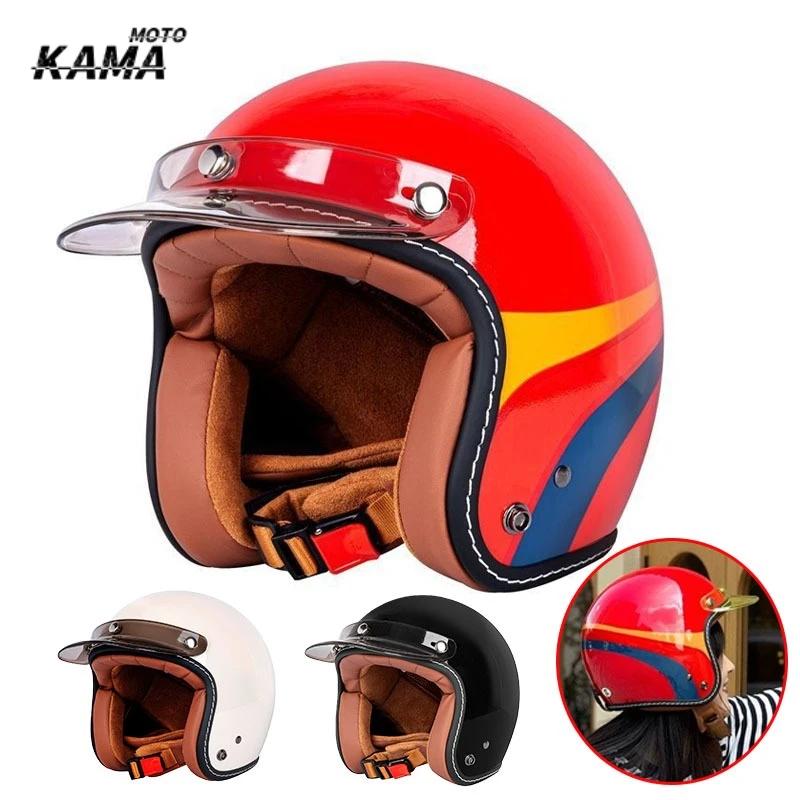 

Retro Semi-open Motorcycle Helmet Cross-country Motorcycle Accessories Motorcycle Helmet 3/4 Retro Helmet Four Seasons Universal
