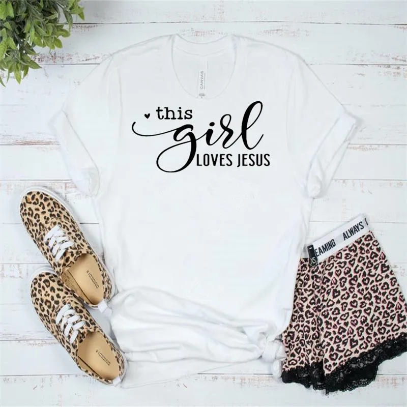 This Girl Loves Jesus Christian Religious You Matter You Are Enough Short Sleeve Top Tees 100% Cotton Streetwear Harajuku goth