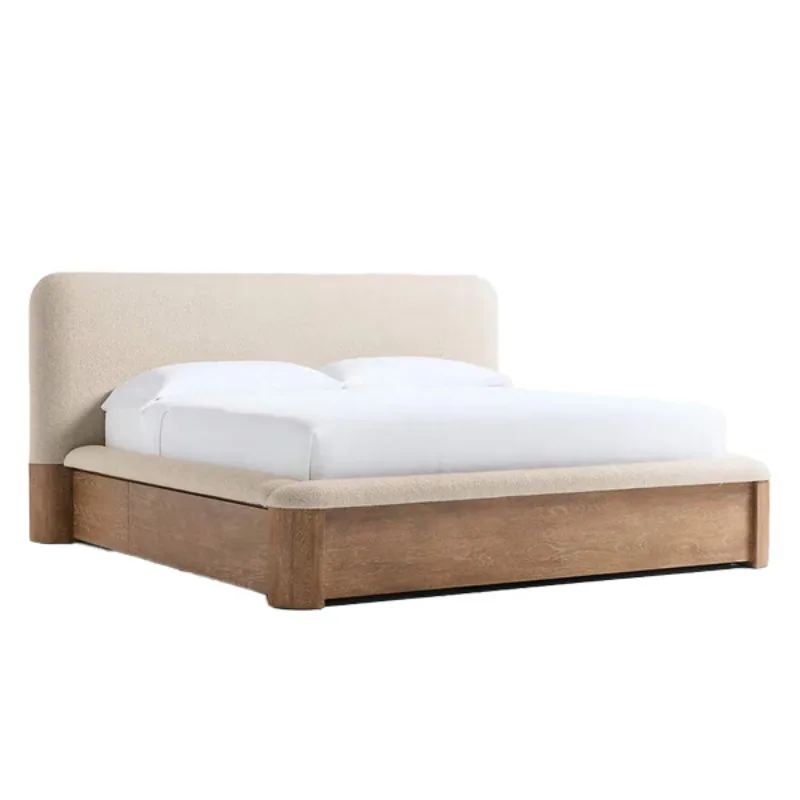 

Soft Package Floor Bed Minimalist Texture Solid Wood Stable Skin-friendly Master Bedroom Bed Villa Residential