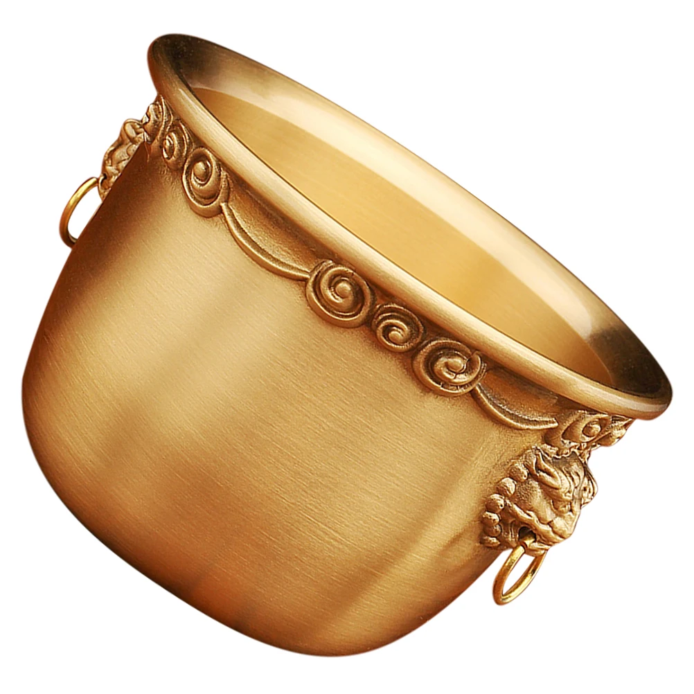 

Unique Lion Head Design Treasure Basin Pure Copper Material Feng Shui Decor Small Decorative Bowl For Buddhist Altar Offerings