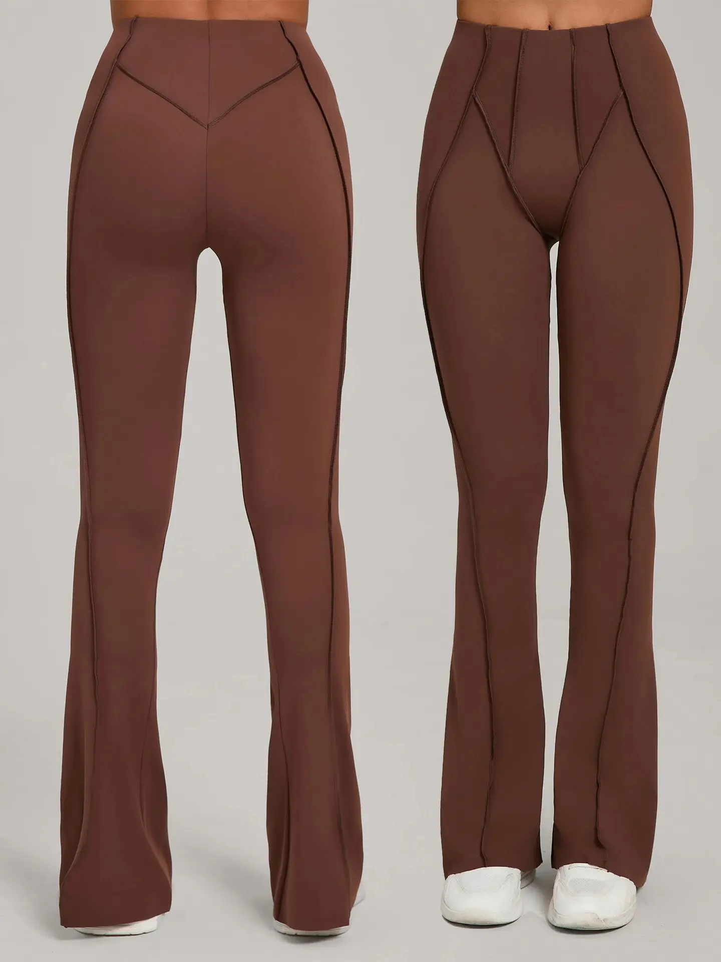 

‌High-Waisted Wide-Leg Yoga Pants with Flared Fit - Butt-Lifting, Soft Brushed Fabric, Tapered Leggings For Women Fitness Wear