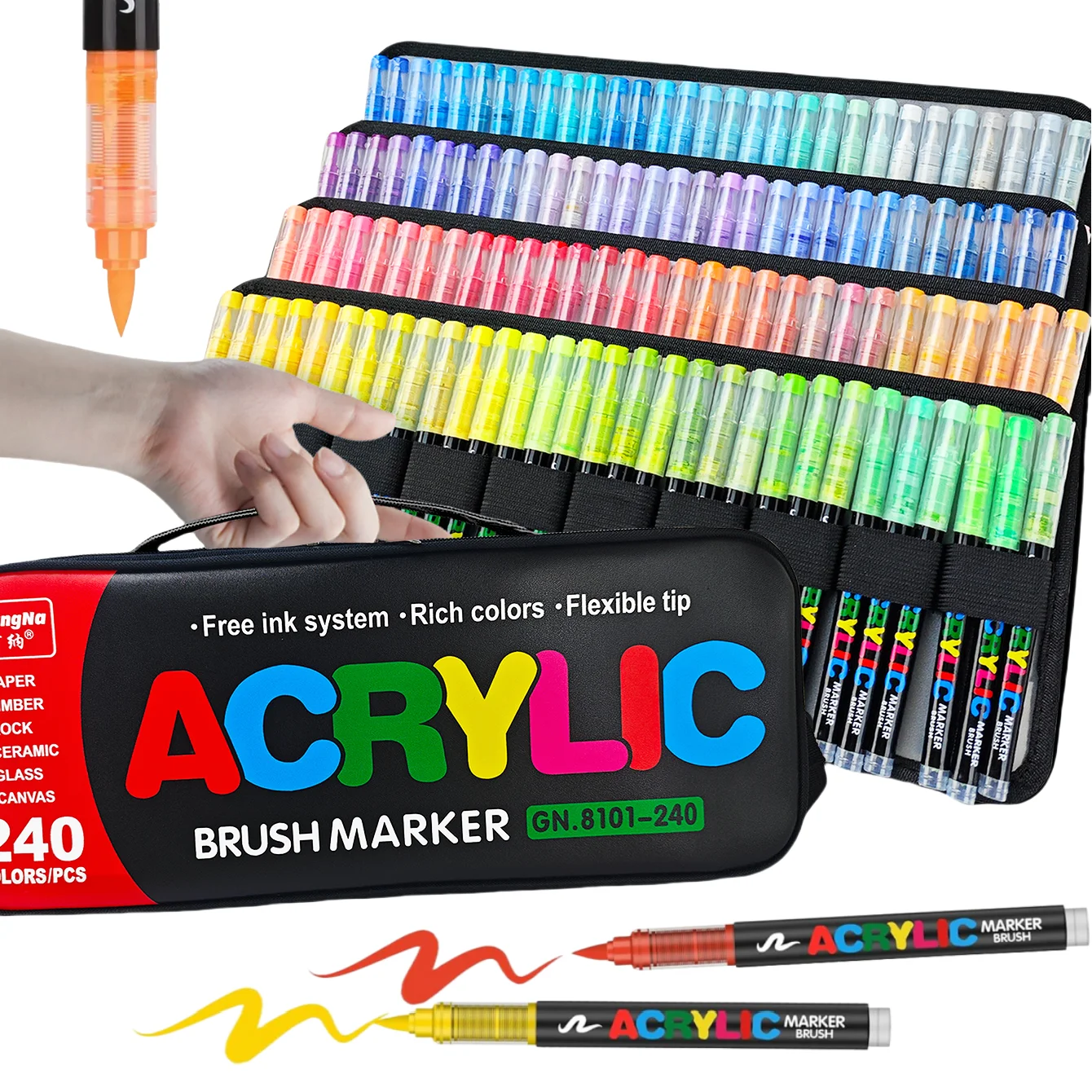 Soft Brush Acrylic Paint Markers Pens,Automatic Ink Control,Rich Colors Can Be Stacked,Pen Tip Flexible Soft,Coloring, Doodling