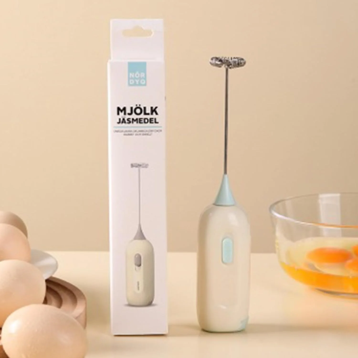Portable  Milk Frother and Egg Whisk for  (white)
