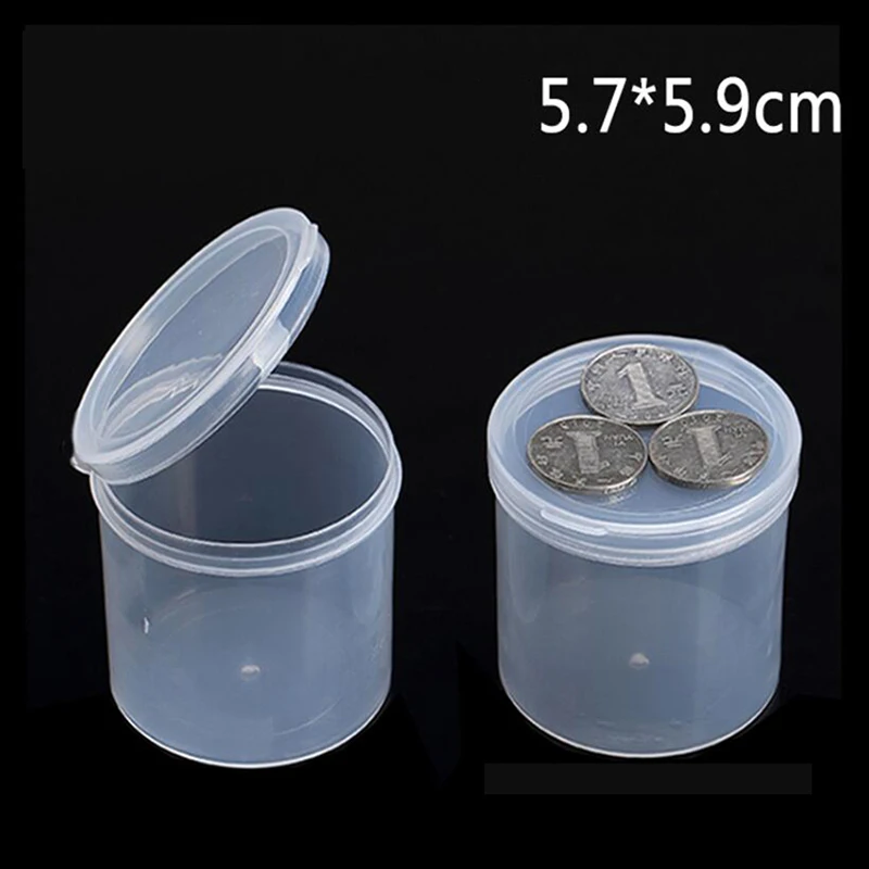 Round Clear Plastic Beads Storage Box Small Items Crafts Hardware Storage Container Case Boxes