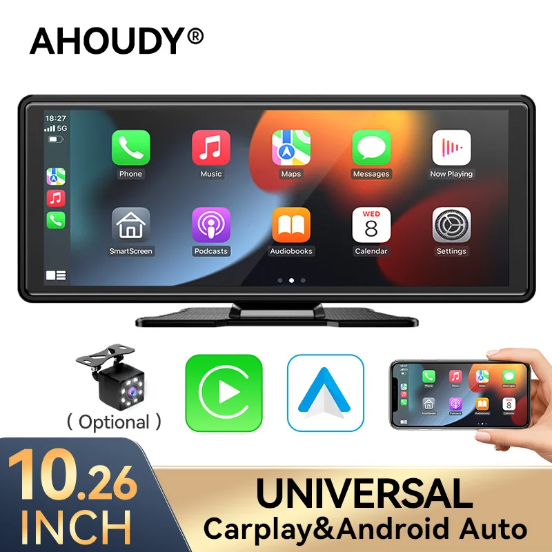 

AHOUDY 10,26-дюймовый беспроводной Carplay Android Auto мультимедийный автомобильный видеоплеер IPS-экран Mirrorlink USB