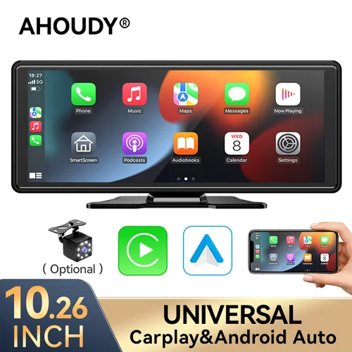 AHOUDY 10,26 pulgadas inalámbrico Carplay Android Auto Multimedia reproductor de vídeo para coche pantalla IPS Mirrorlink USB