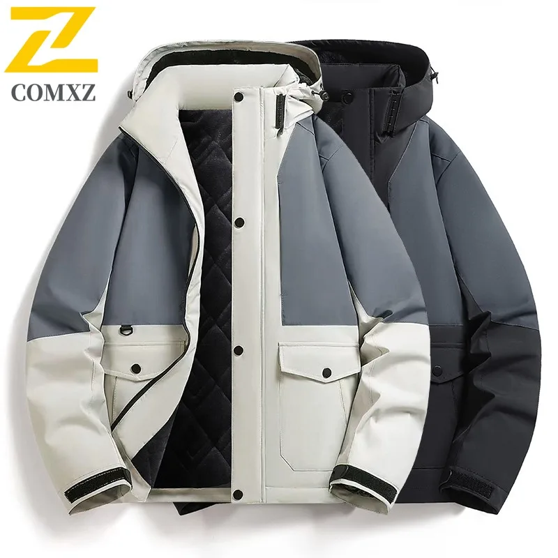 

COMXZ Men Commute Padded Jacket Premium Hooded Design Office Cold Resistant Parka Leisure Business Thickened Winter Clothing