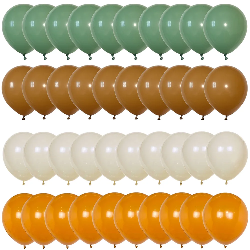 40Pcs Jungle Safari Wild Woodland Balloons Set Sage Green Brown Beige Latex Balloon for Birthday Wedding Baby Shower Party Decor