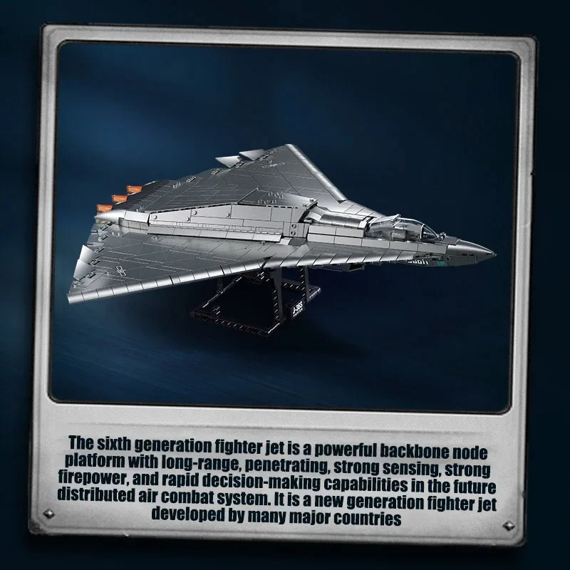 ทหารMOC 1182pcs Sixth Generation Fighter Jet J-36 ชุดอาคารบล็อกชุดโลหะไทเทเนียมเงินFighterของเล่นเด็กของขวัญ