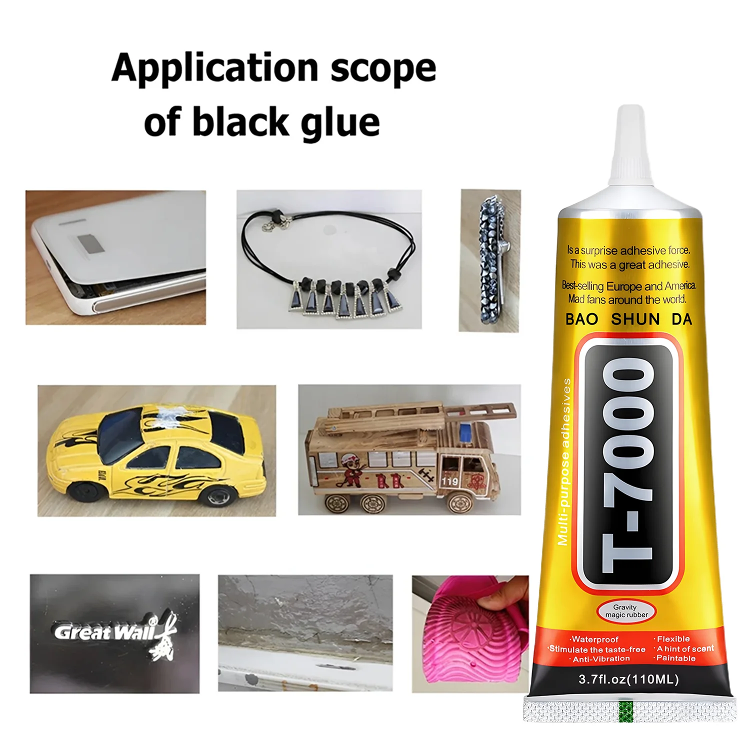 15ML 25ML 50ML 110ML B-7000 Clear Contact Phone Repair Adhesive Universal Glass Plastic DIY Glue Black T7000 with Precision Applicator Glue wood,metal DIY transparent adhesive.