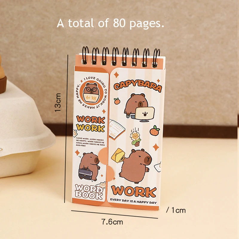 80 pages Capybara English Vocabulary Notebooks Student Portable Pocket Notebook Agenda Planner School Notebooks Back To School