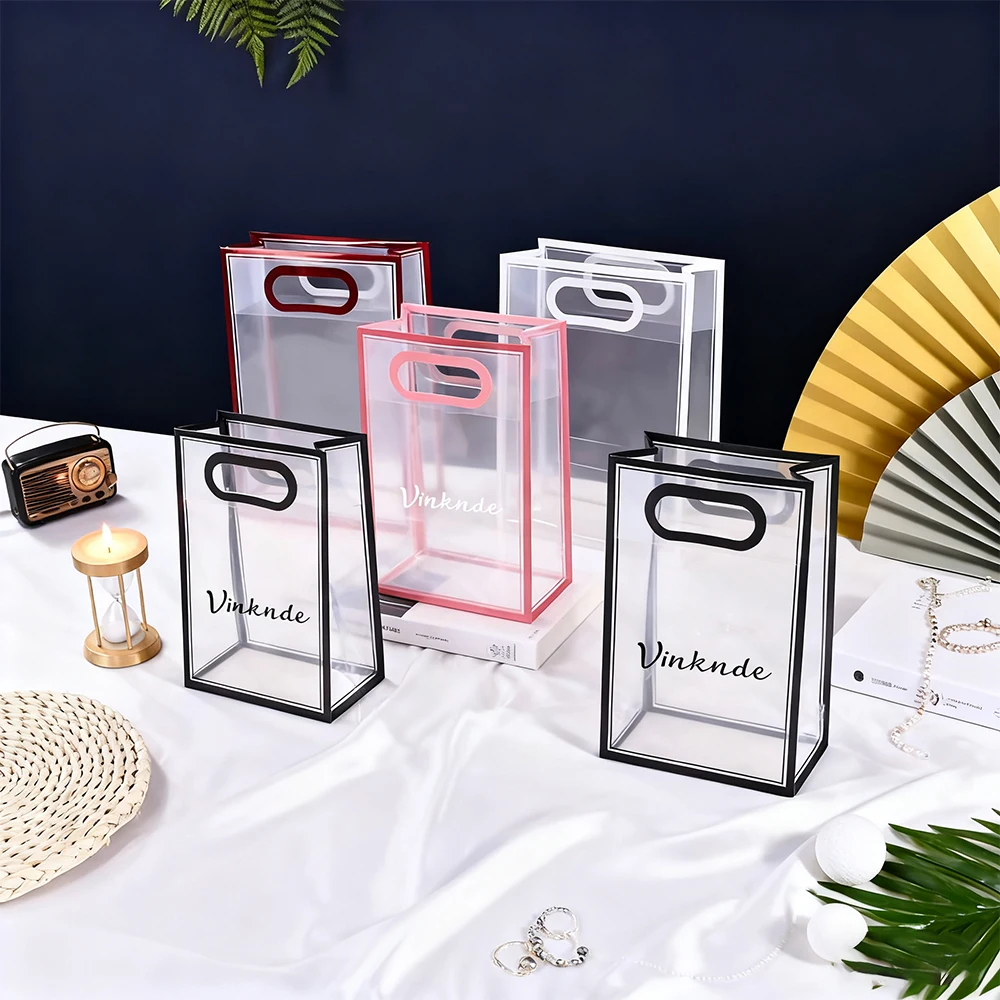 

Customized Waterproof PVC Handle Bag Transparent PP Frosted Plastic Clothing Bag Promotional Shopping Cosmetic Perfume Gift Bags