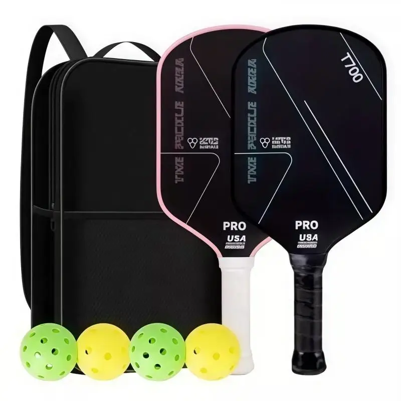T700 Carbon Fiber Pickleball Paddle Set with Free Storage Bag & Balls Durable Long Lasting for All Season Outdoor Use