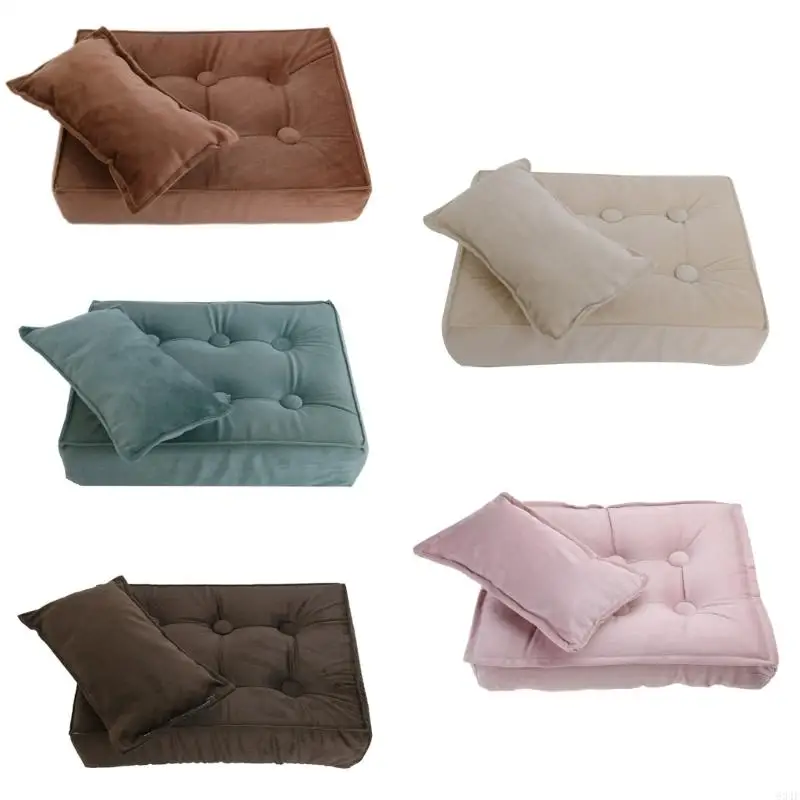

634F Baby Photography Props Mini Mattress & Pillow Posing Decor Month Shower Supply