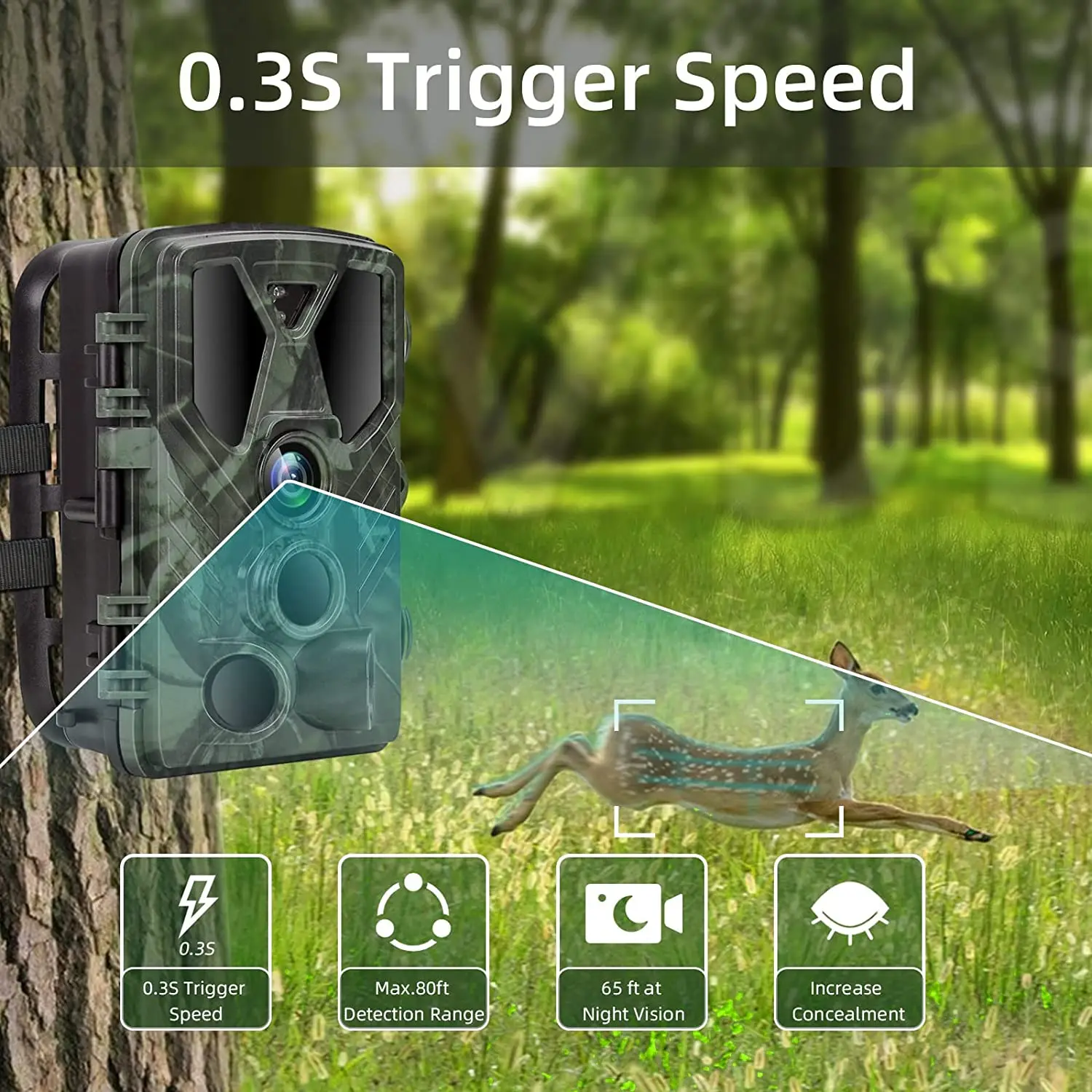 Trail Camera Wireless Hunting Cameras  36MP 2.7K 940NM IR Wildlife Night Vision PhotoTraps HC812A Surveillance Cams