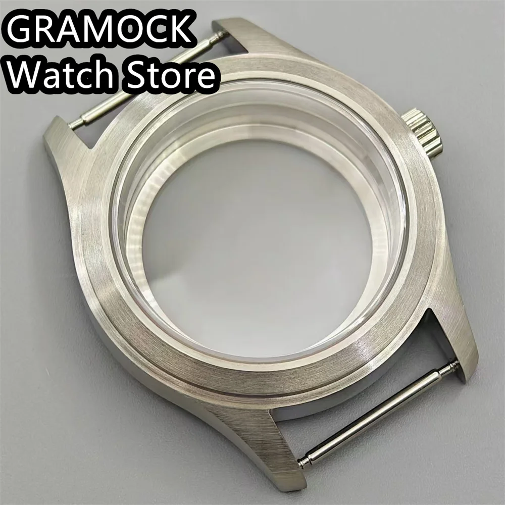 GRAMOCK 36mm 39mm Diver Brushed Pilot Watch Case Sapphire Crystal Fit NH34 NH35 NH36 ETA2824 PT5000 Movement Screw Crown