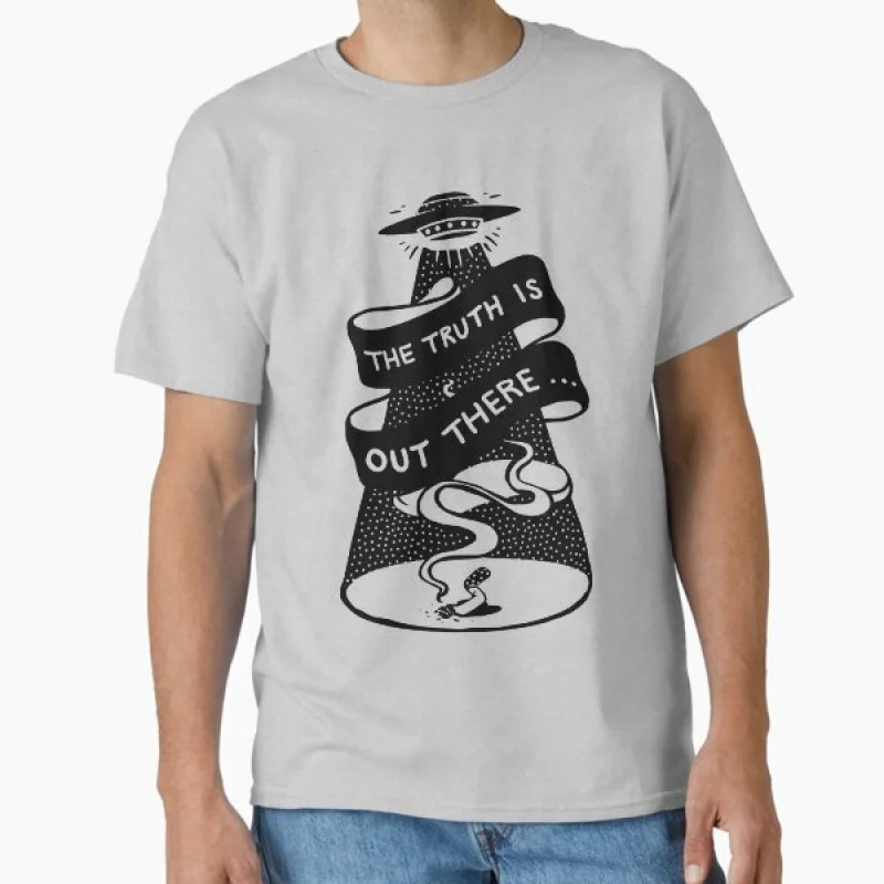 

The Truth Is Out There 0305 Vintage Sci fi tv series The X Files Gift t shirt Retro Alien movie Graphic clothes All size tops