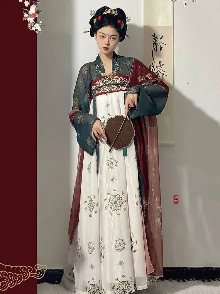 Saia grande bainha estilo chinês hanfu genuíno original estilo chinês hanfu vestido antigo oriental vestido de princesa senhora elegância