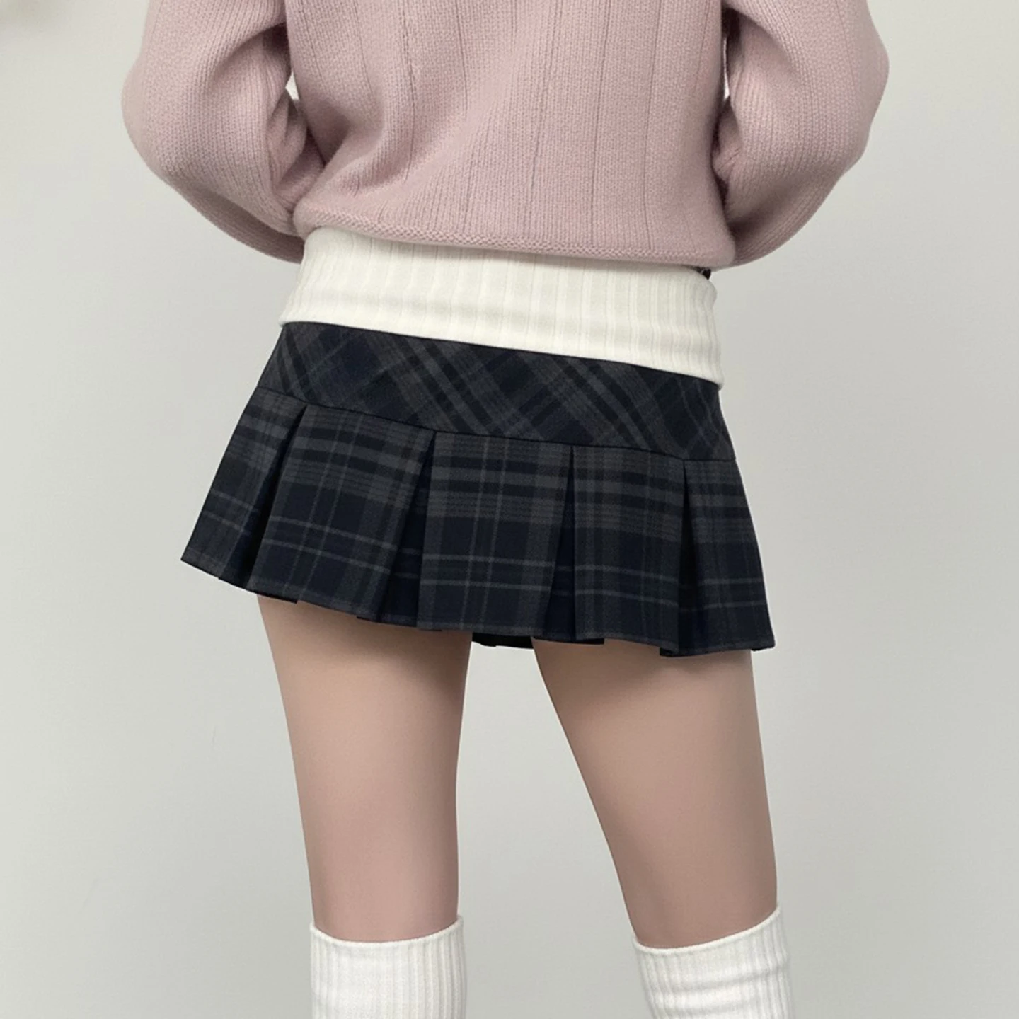 SUCHCUTE cintura contraste de Color Patchwork falda a cuadros dulce Casual mujer de cintura baja Mini falda estilo Preppy faldas coreanas nuevo