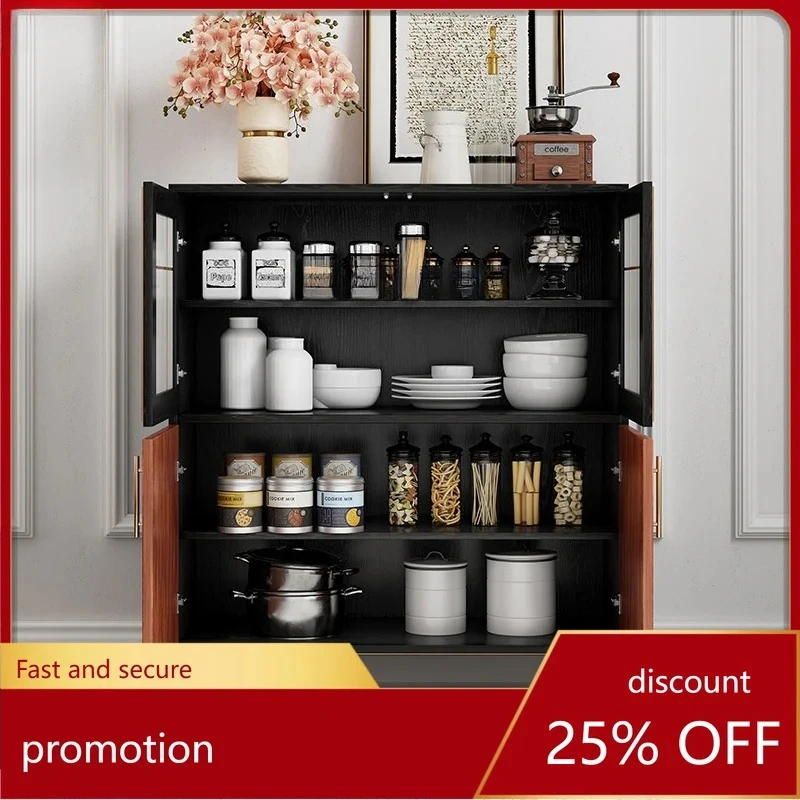 Sideboard Locker Wall Kitchen Cabinet Solid Wood Tea Cabinet Storage Rack Integrated