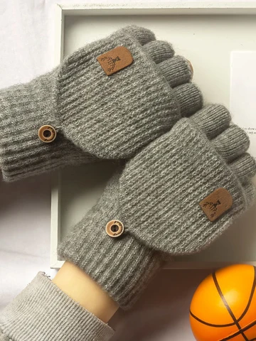 Knitted Fingerless Gloves Winter Thicken Warm Touch Screen Gloves for Men Women Gloves Warm Half Finger Student Gloves