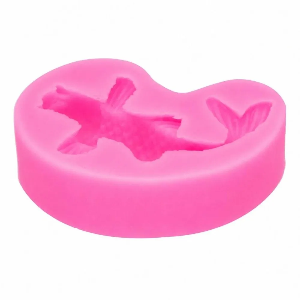 2pcs Versatile Silicone Silicone Fondant Mold Fish Shape Flexible Goldfish Shape Mold Pink Cake Decoration Mold Cake Decorating