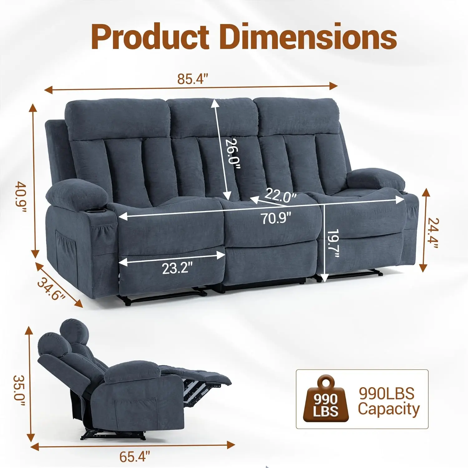 Thumbnail 3 - #9 Latest Reclining Sofa Couches Offers