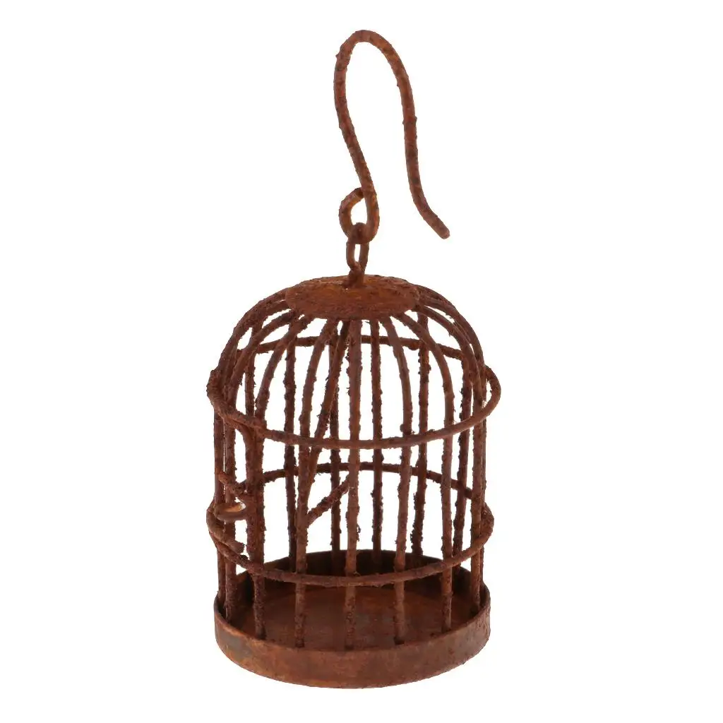 กรงวินเทจ 1:6 พร้อมไม้แขวนเสื้อ ของตกแต่งสวนนางฟ้าบ้านตุ๊กตา