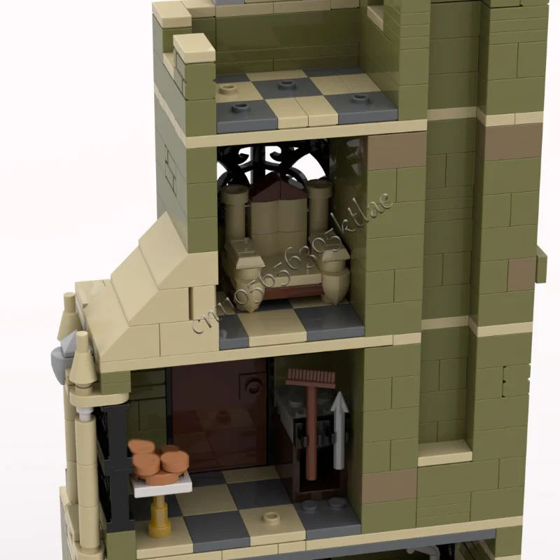 1323개 조각 하우스 스트리트 중세 산성 성 MOC 맞춤형 모듈식 블록 모델 창의적 디자인 DIY 생일 장난감 선물