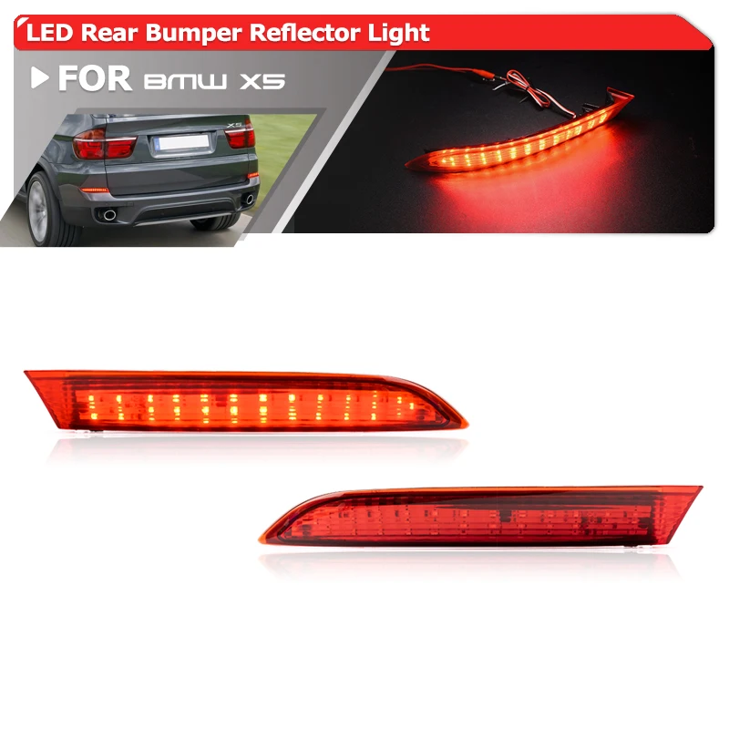 

2x For BMW E70 X5 2007-2013 OE-Rear Bumper Led Reflector Light Trim Replacement Tail Brake Stop Lamp 63217158949 63217158950