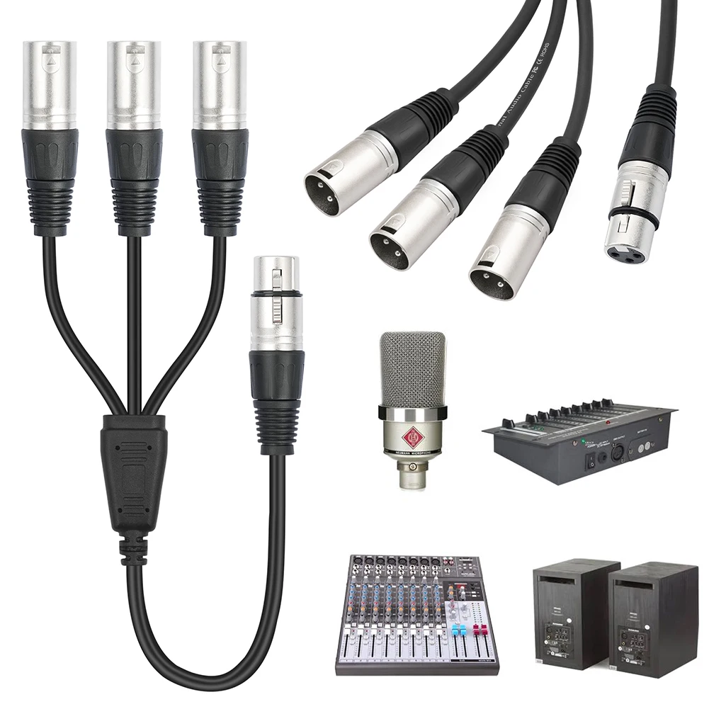 60 см Y-разветвитель, гнездовой на 3 штекера, микрофонный кабель, 3-контактный XLR Y-разветвитель, микрофонный разветвитель, шнур для усилителя, микшера