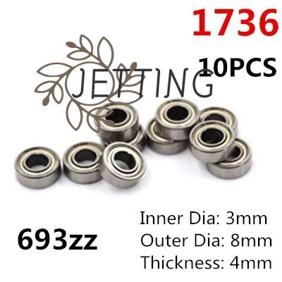 

10Pcs 693ZZ Bearing 3*8*4 Mm ABEC-7 Miniature Engine 693 ZZ Ball Bearing 619/3ZZ R-830ZZ EMQ Motors Fans 693Z 693 Bearings