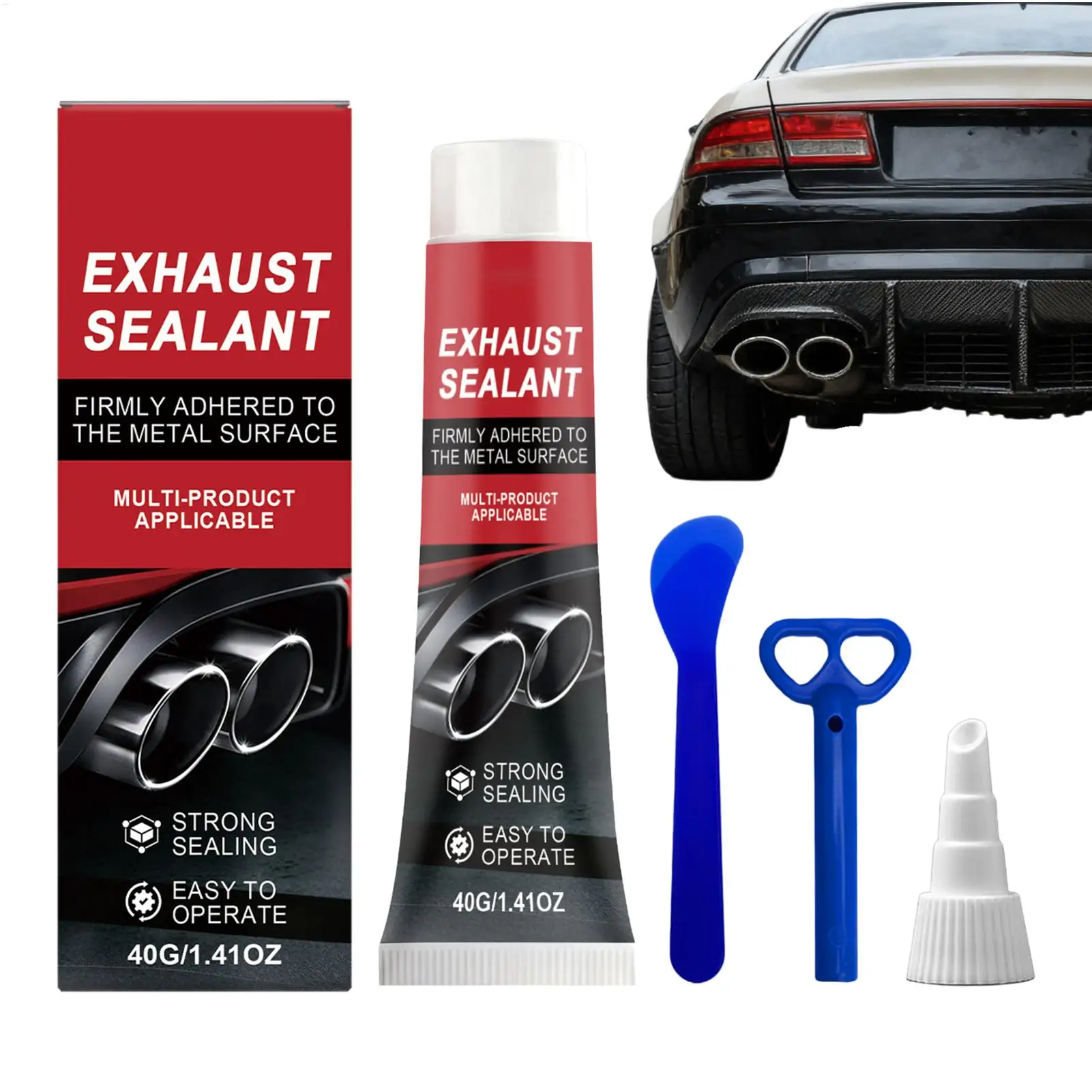 Exhaust Sealant 40g High Temp Muffler Cement Leak Proof Pipe Repair Paste Car Truck Catalytic Converter Tailpipe Crack Hole Fix