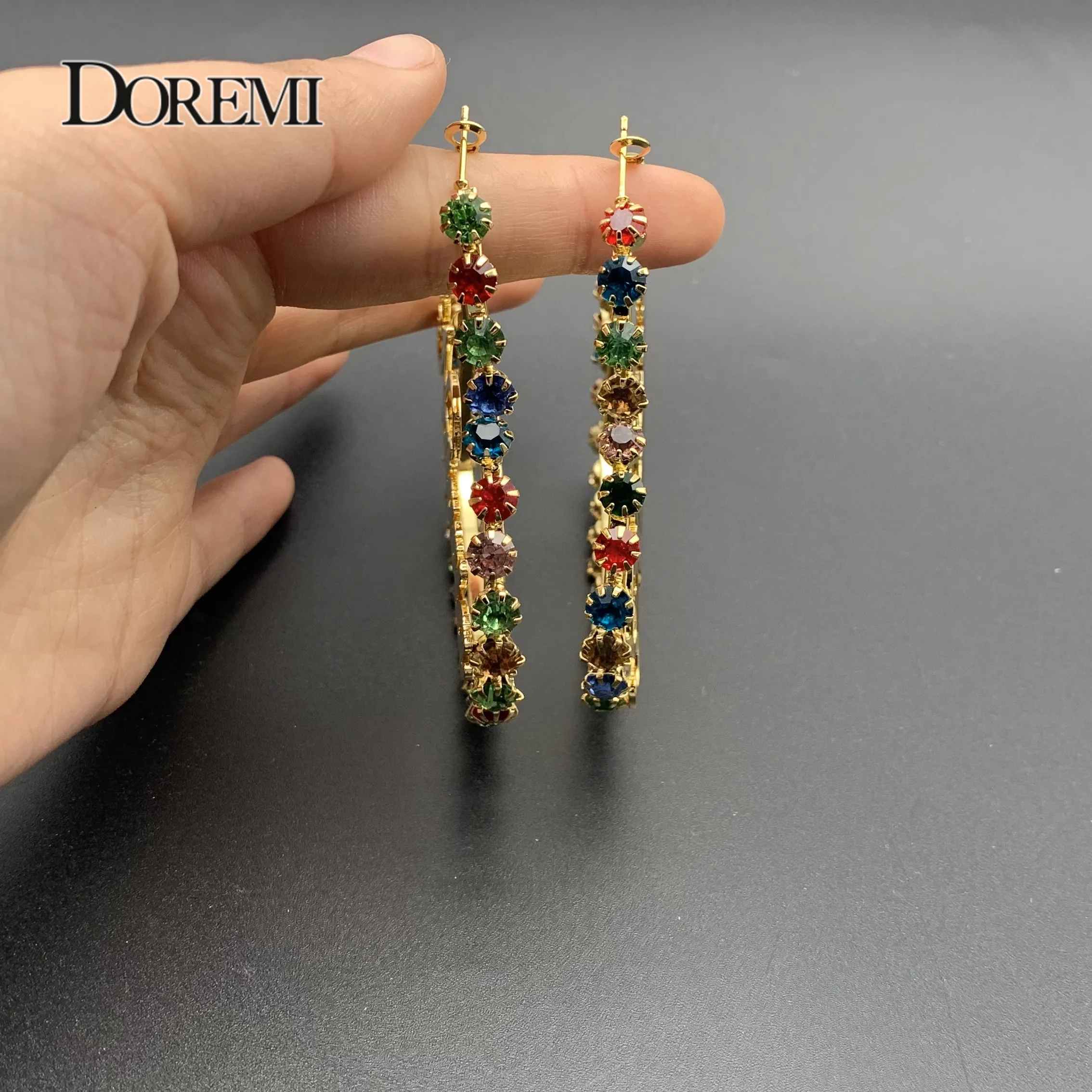DOREMI Colorful Zircon Custom Letter Earrings Heart Sexy Hoop Earrings Personal Customized Name Earring for Mother's Day Gift