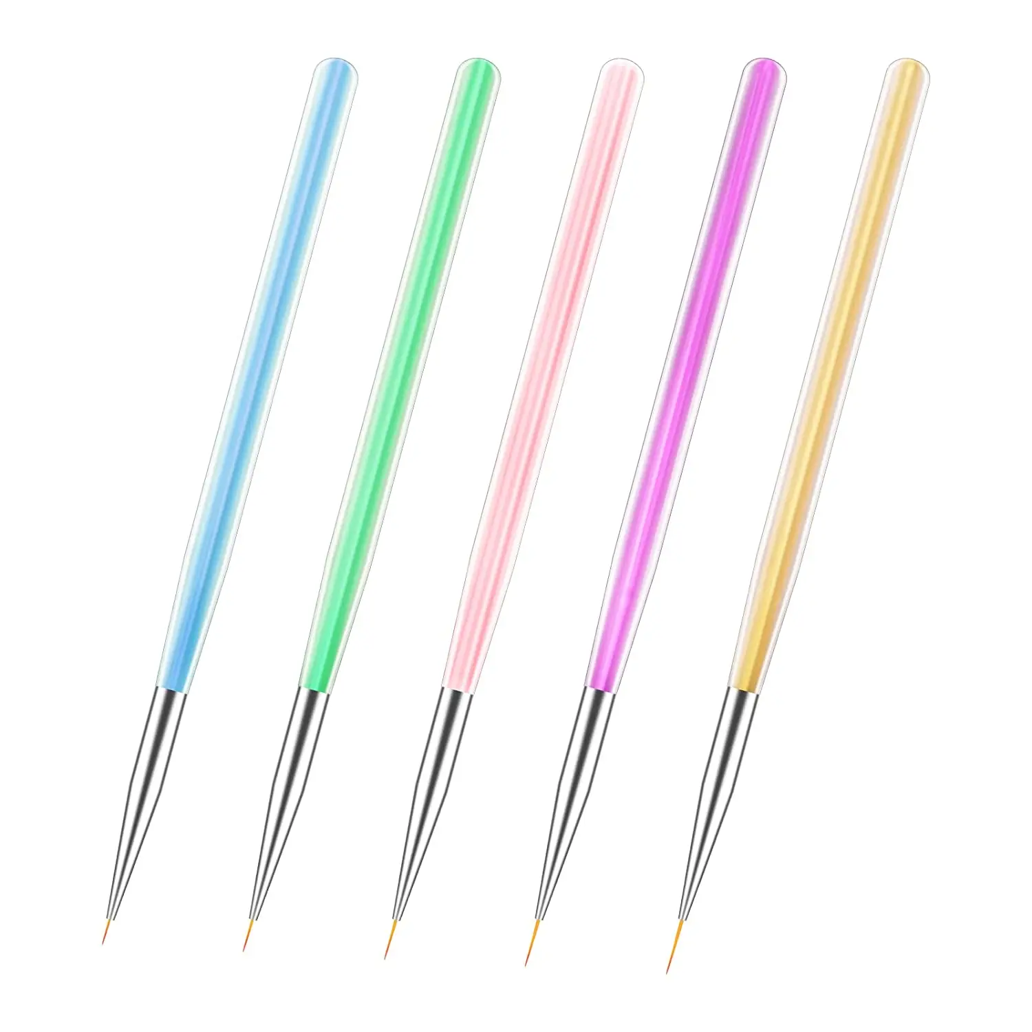 

5Pcs Nail Art Liner Brushes Nail Gel Polish Painting Design Brush Pen Set , Sizes (7/9/11/13/15mm)