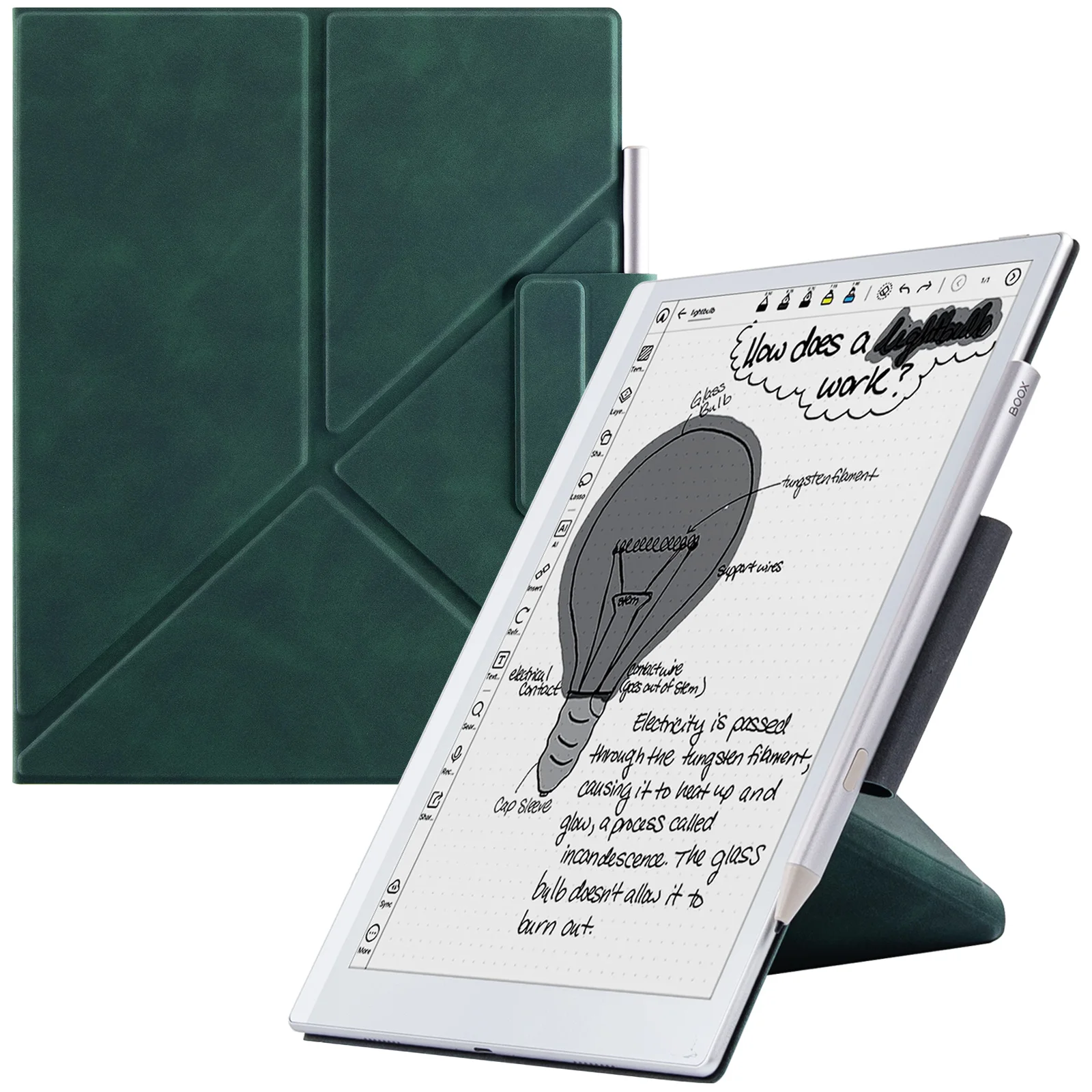 Origami-Hülle für Boox Go 10.3 Lumi/Boox Go 10.3 Gen II, PU-Leder Standhülle mit Magnetverschluss, Auto-Schlaf/Aufwach-Funktion und Stifthalter-Design