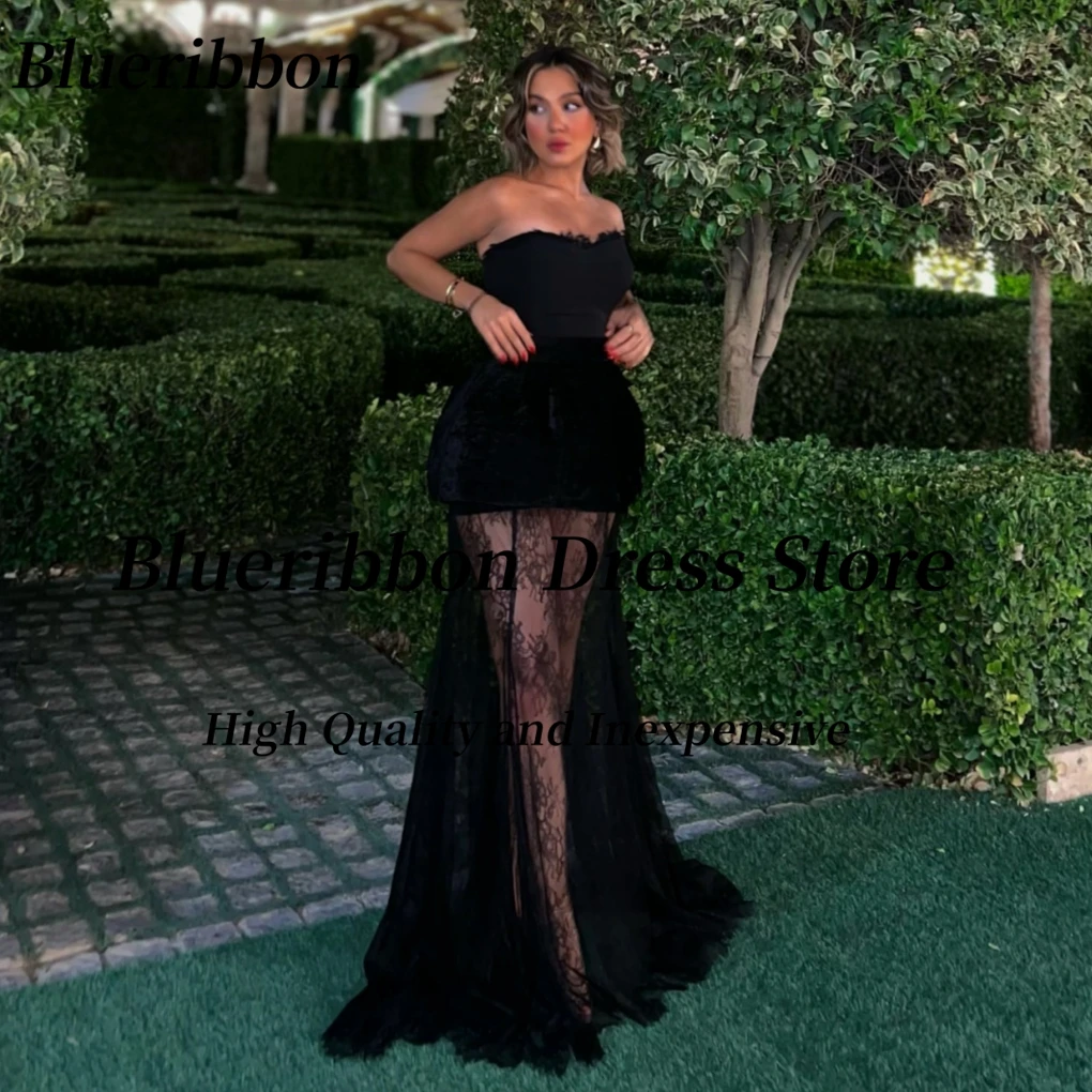 

Blueribbon Black Vestidos Des платья для выпускного вечера Милая сексуальная спина вечернее платье длинный кружевной халат Des Soiree по индивидуальному заказу