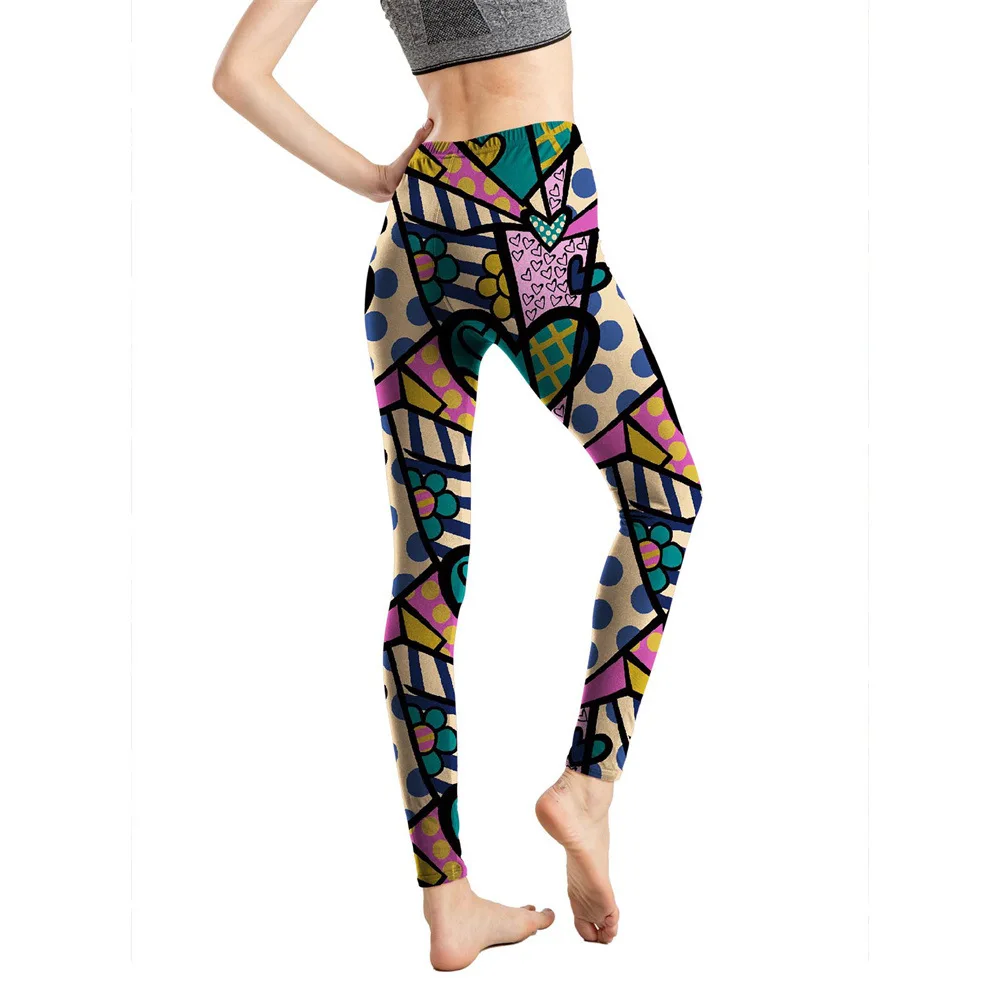 Leggings da donna Leggings sexy con stampa digitale colorata Pantaloni push up da allenamento elasticizzati Pantaloni fitness Scaldamuscoli