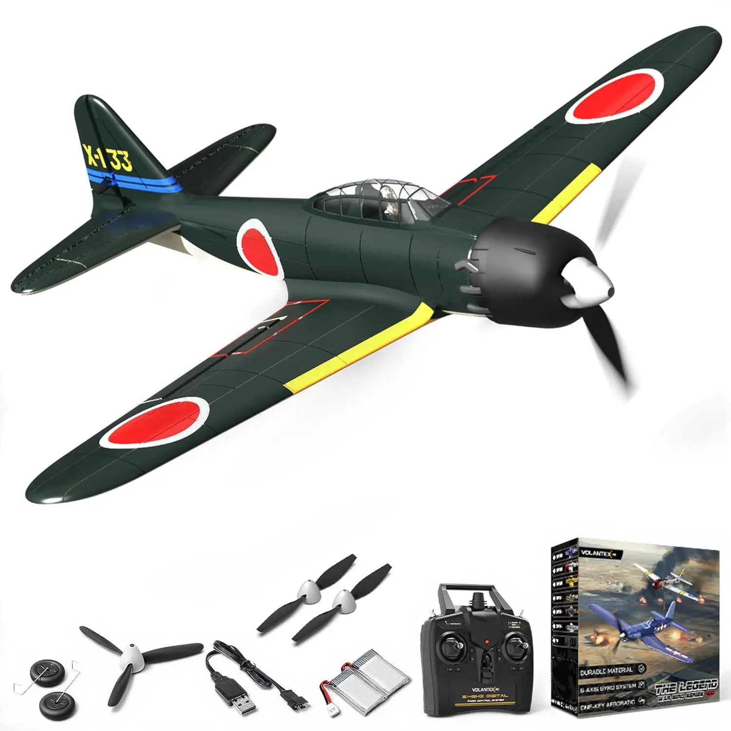 

4CH WWII A6M Zero RC Airplane for Beginners with Aileron, 2.4GHz Remote Control Plane Featuring Self-Righting & One-Key Aerobatic, Ready-to-Fly Gift for Adults
