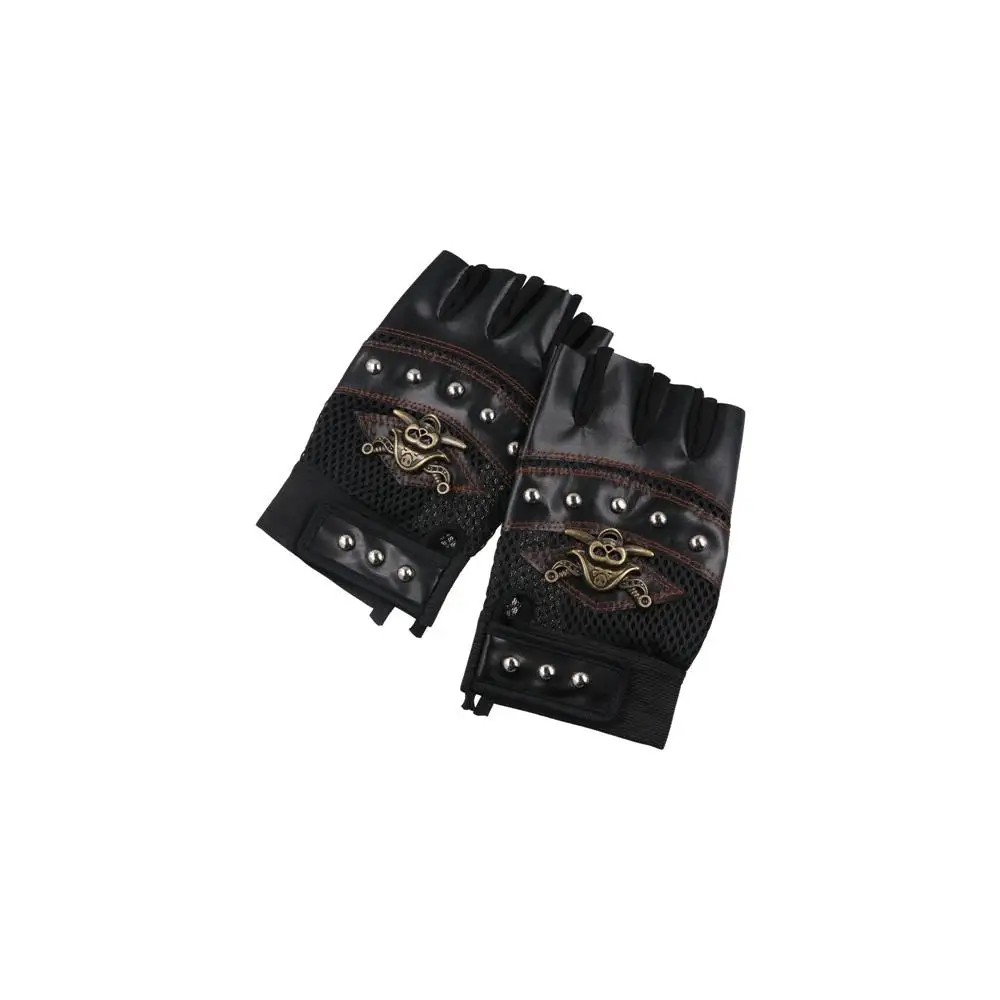 

Driving Fashion Anti-slip PU Leather Fingerless Punk Motorcycle Gloves Cycling Gloves Half Finger Gloves Skulls Gloves