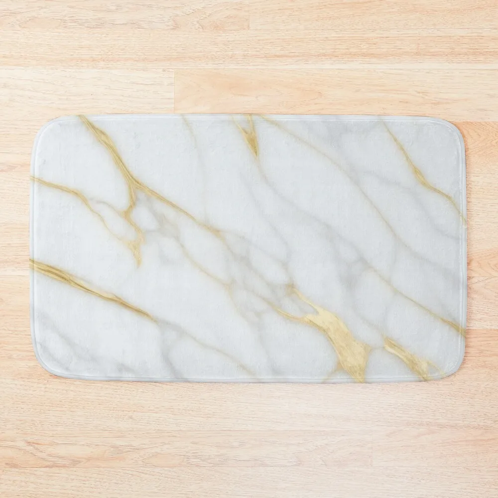 white marble with gold veins Bath Mat Carpet For Bath Front Door Mat