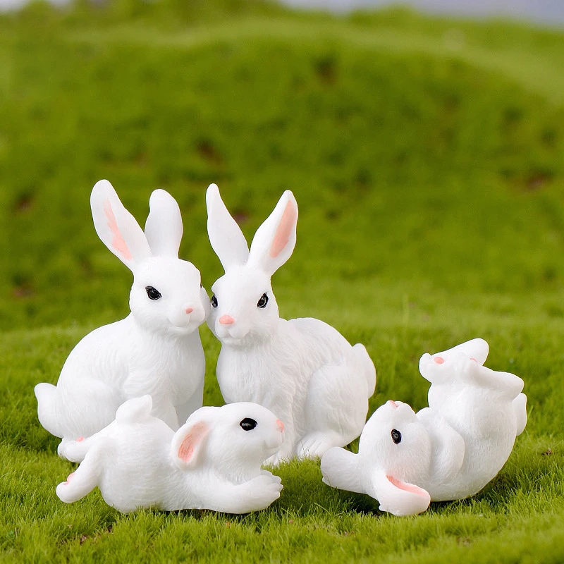 

New 1PC Cute Rabbit Easter Miniature Resin Craft Mini Bunny Ornament Fairy Garden Supplies Home Figurine Animal Garden Ornament