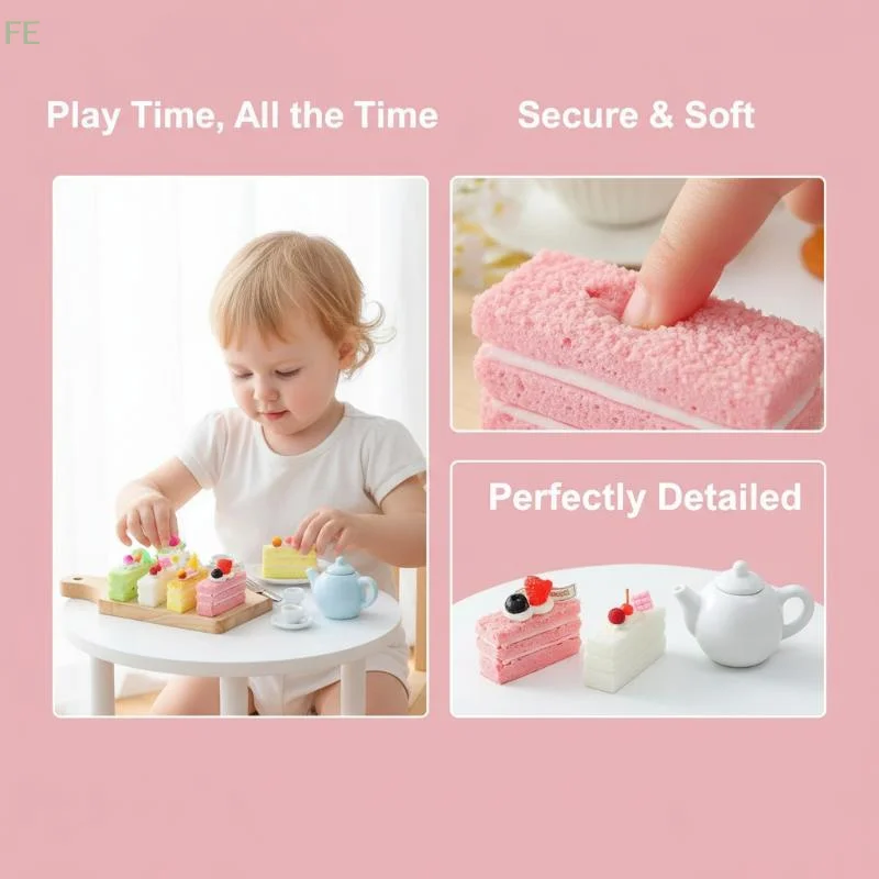 

[F] Faux Layered Cake Slices Realistic Fruit Toppings Vivid Texture For Photo Props Home Decor Bakery Display