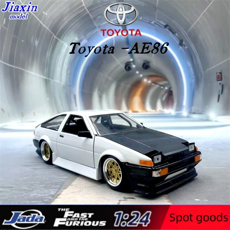 Jada Toyota AE86 첫 1/24 텍스트 D 시뮬레이션 실제 합금 자동차 모델, 두부 가게 장면 디스플레이, 소년 선물 컬렉션 장난감