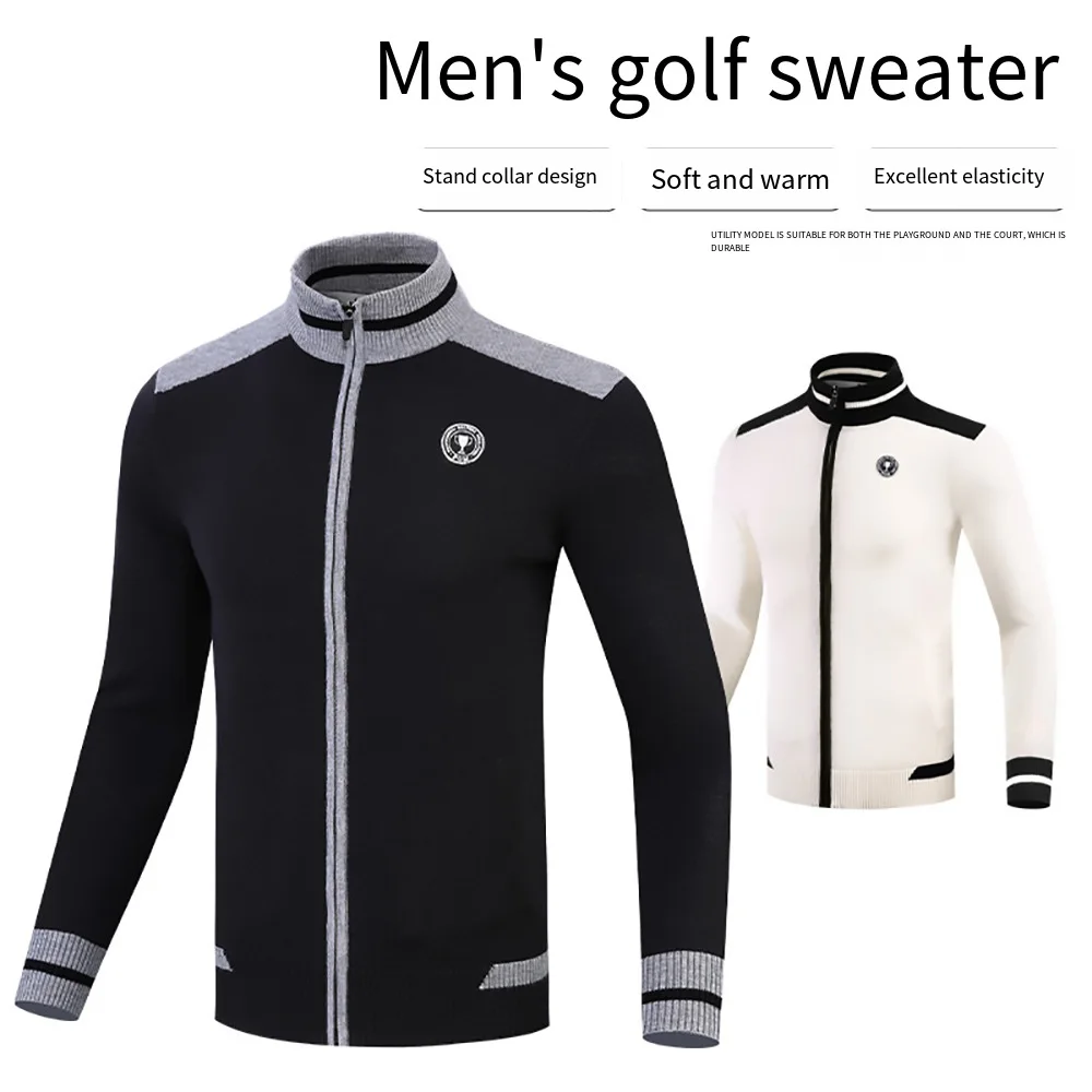 PGM Men\'s Long Sleeve Sweater Golf Jacket Man Winter Autumn Golf Clothing Male Leisure Warm Knitted Coat Sports Cardigan YF430